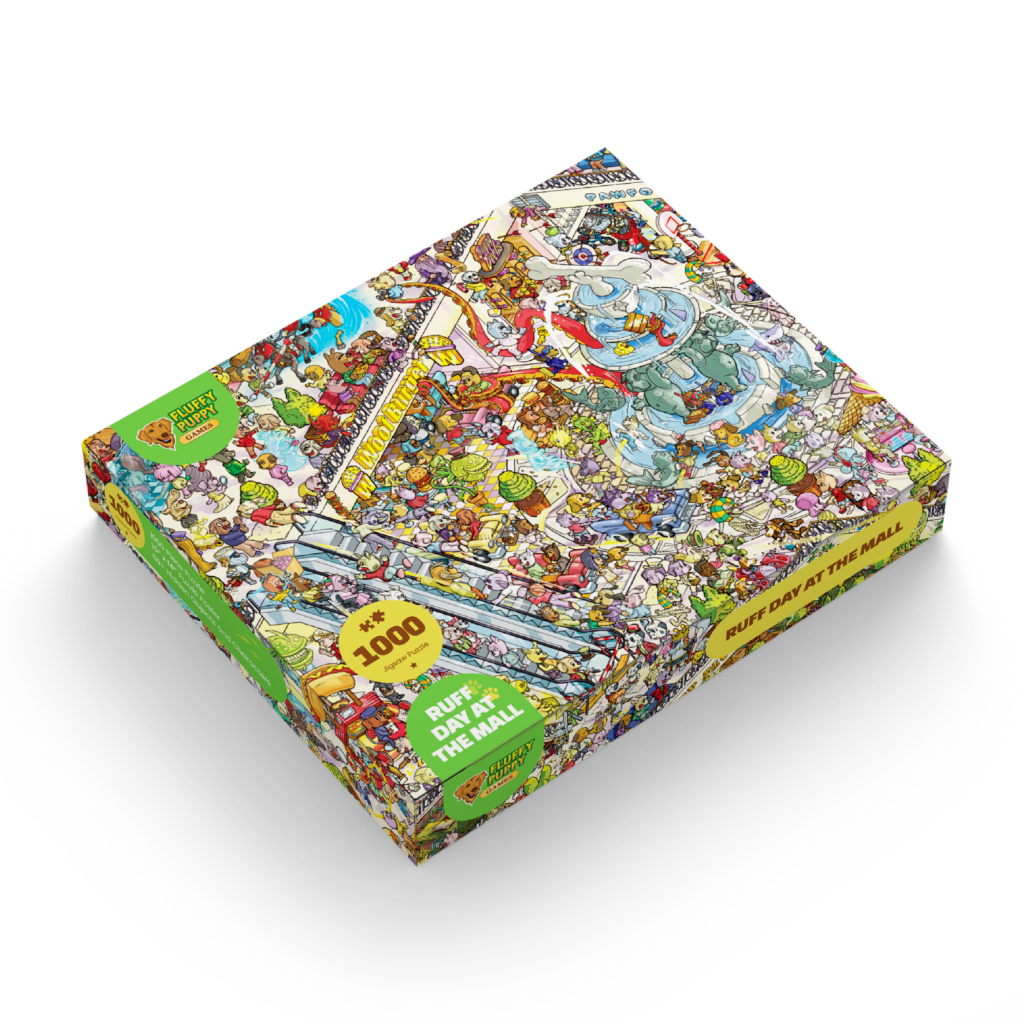 Puzzle Ruff Ruff Day at the Mall • 1000 Piece Jigsaw Puzzle - Fluffy Puppy Games